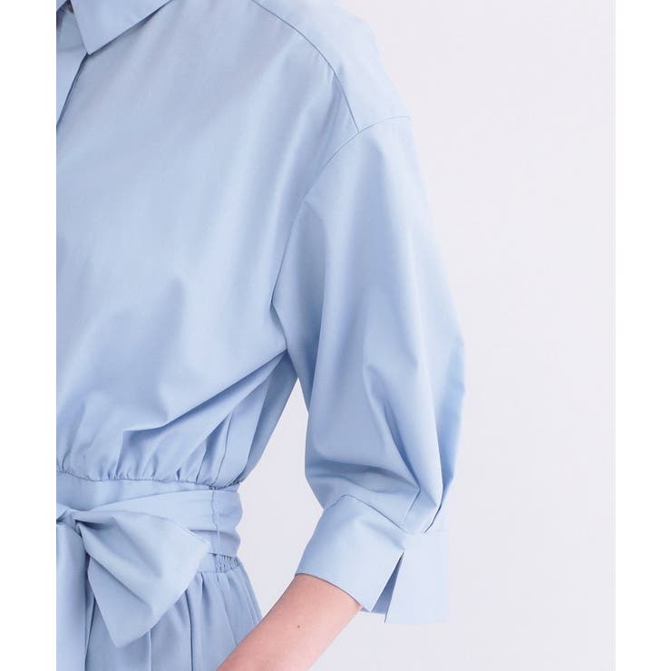 サッシュリボンベルト付きフレアシャツワンピース【洗濯機OK/防シワ加工】 | OPAQUE.CLIP | 詳細画像31 