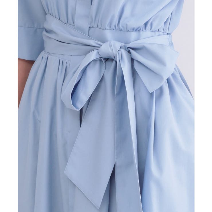 サッシュリボンベルト付きフレアシャツワンピース【洗濯機OK/防シワ加工】 | OPAQUE.CLIP | 詳細画像32 