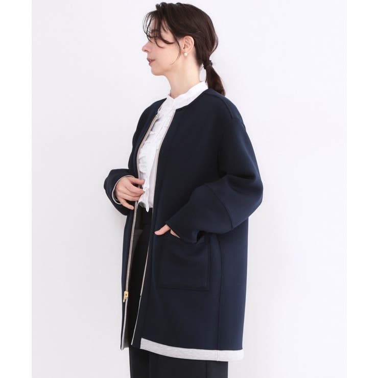 リバーシブル配色ノーカラーコート【洗濯機OK】 | OPAQUE.CLIP | 詳細画像14 