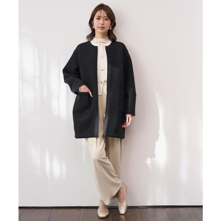 リバーシブル配色ノーカラーコート【洗濯機OK】 | OPAQUE.CLIP | 詳細画像1 