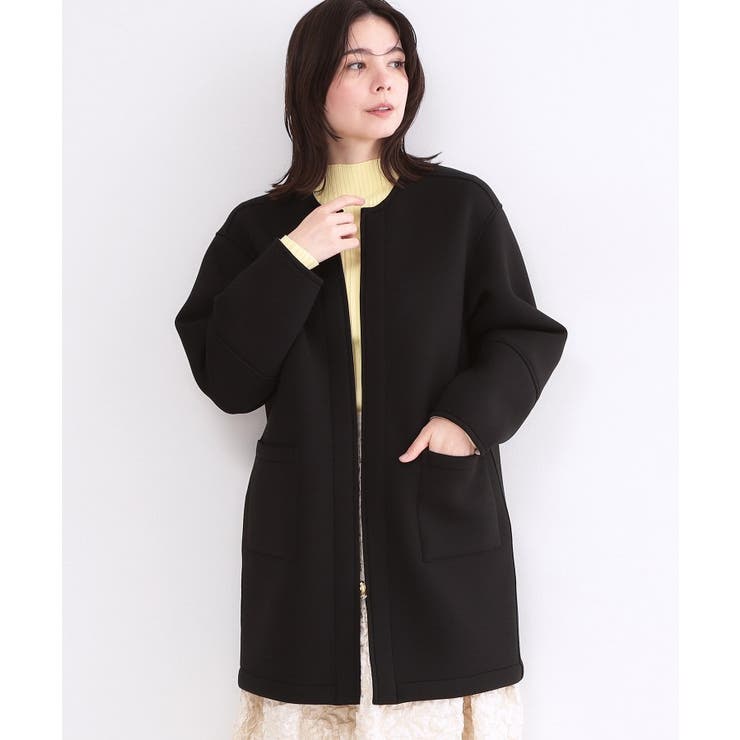 ブラック(519) | リバーシブル配色ノーカラーコート【洗濯機OK】 | OPAQUE.CLIP