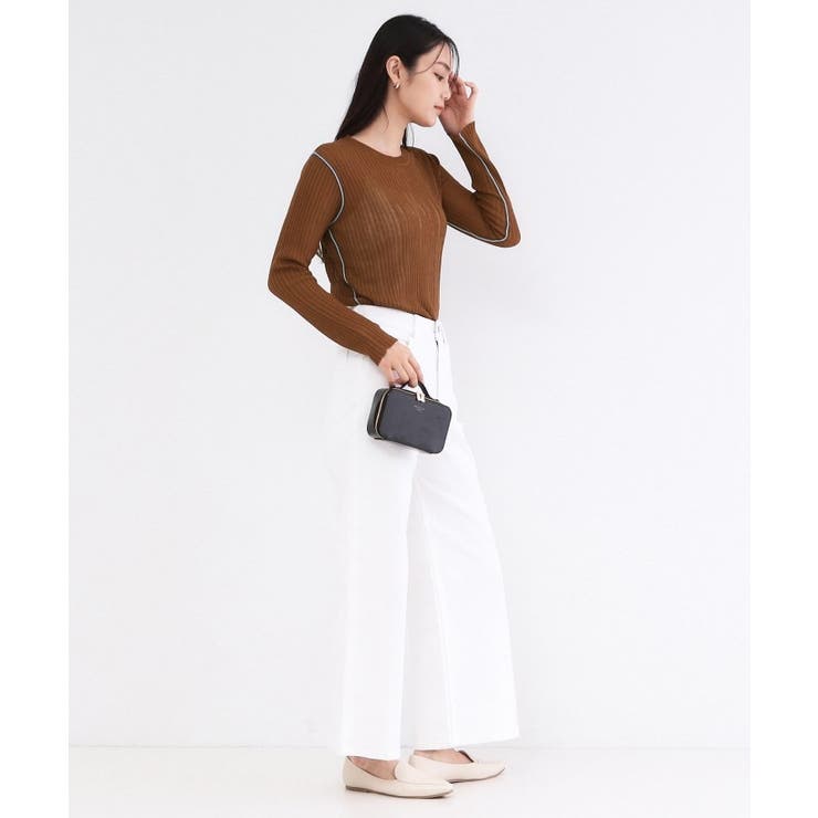 シアー配色クルーネックリブニット【洗濯機OK】 | OPAQUE.CLIP | 詳細画像7 