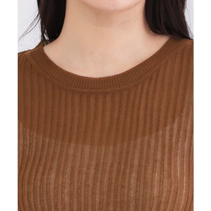 シアー配色クルーネックリブニット【洗濯機OK】 | OPAQUE.CLIP | 詳細画像16 