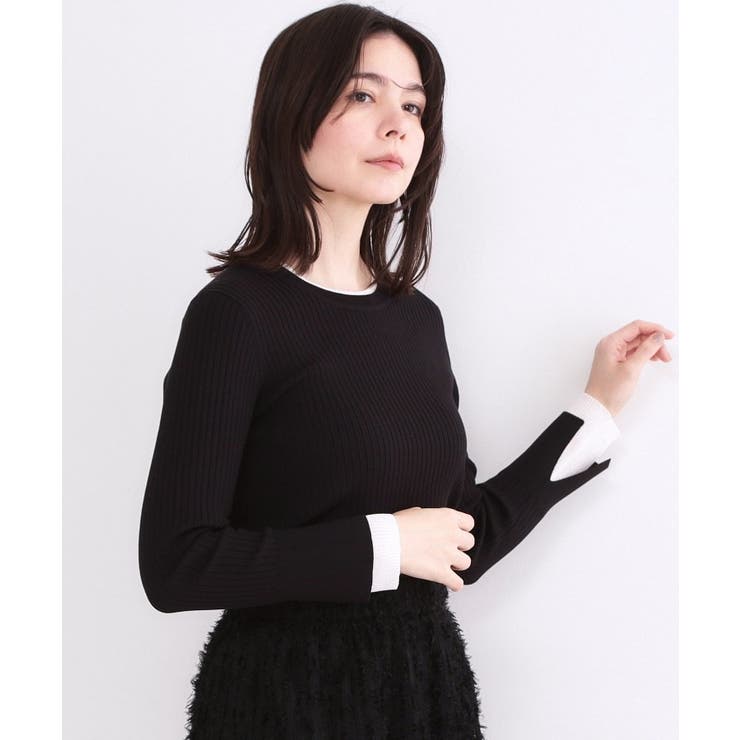 レイヤード風クルーネックリブニット【洗濯機OK】 | OPAQUE.CLIP | 詳細画像5 