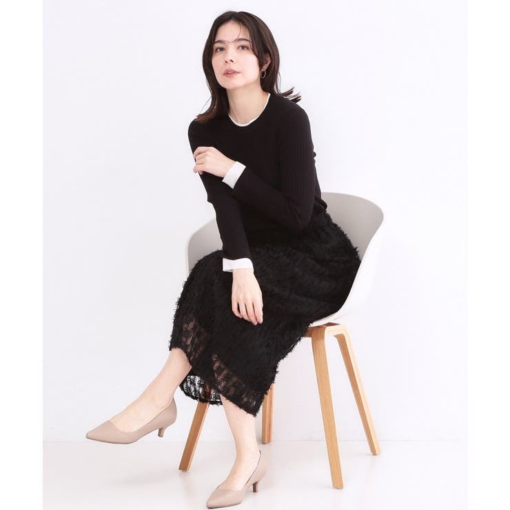 レイヤード風クルーネックリブニット【洗濯機OK】 | OPAQUE.CLIP | 詳細画像7 