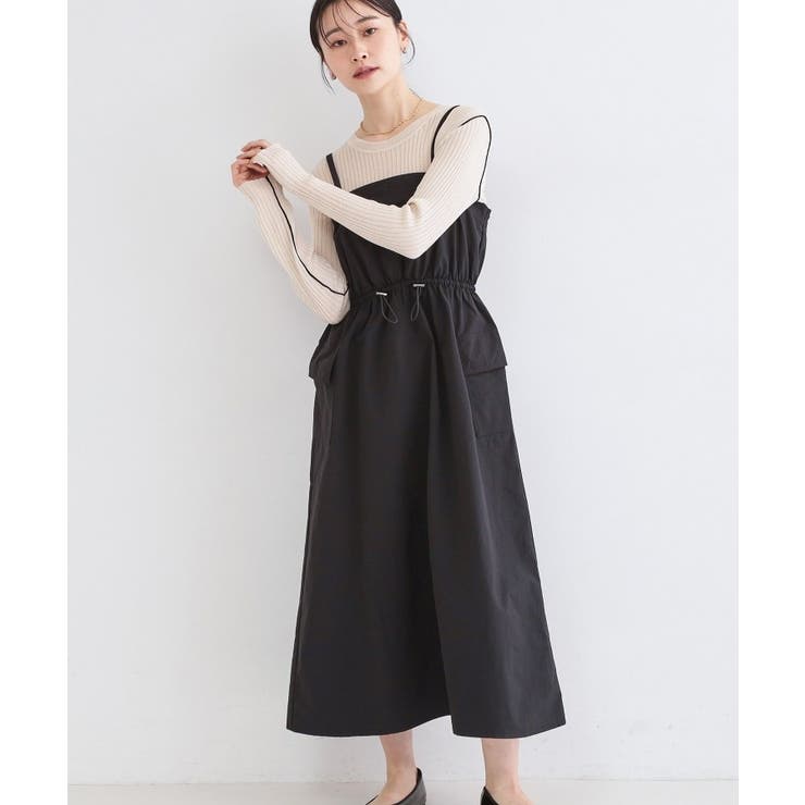 ブラック(019) | ポケットキャミワンピース【洗濯機OK】 | OPAQUE.CLIP