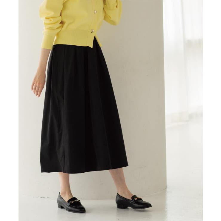 ブラック(019) | シャンブレータフタタックフレアスカート【洗濯機OK】 | OPAQUE.CLIP