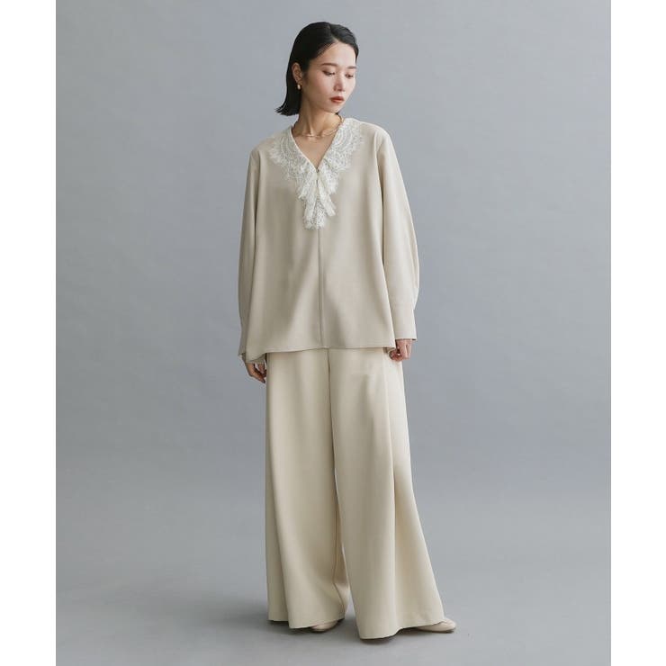 【es】ヒゲレースVネックブラウス【洗濯機OK】 | OPAQUE.CLIP | 詳細画像6 