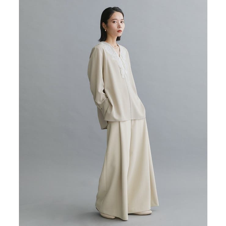 【es】ヒゲレースVネックブラウス【洗濯機OK】 | OPAQUE.CLIP | 詳細画像7 