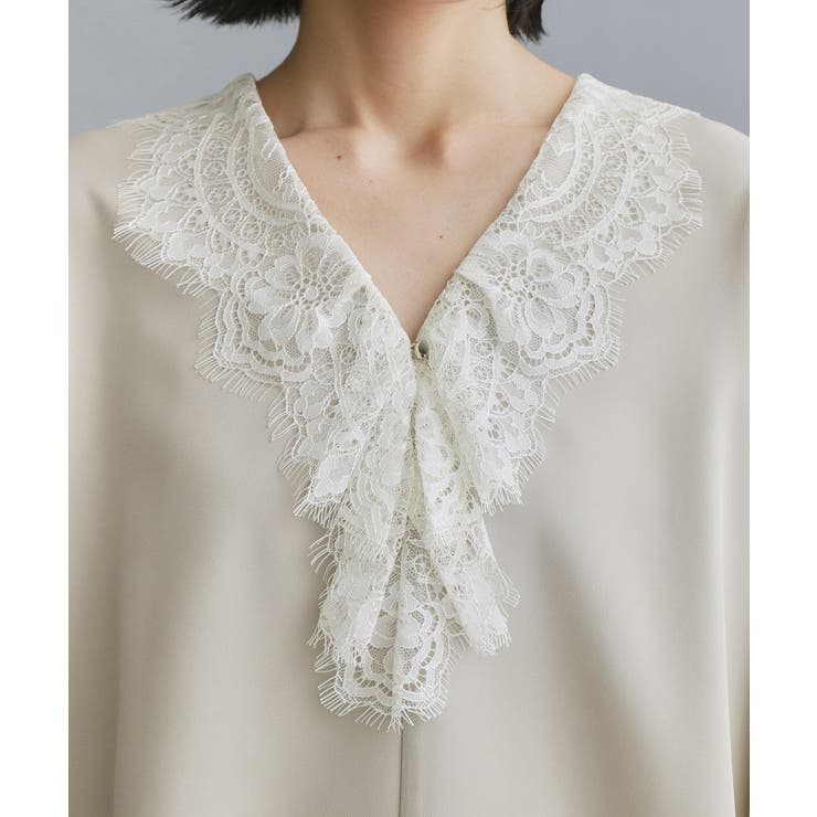 【es】ヒゲレースVネックブラウス【洗濯機OK】 | OPAQUE.CLIP | 詳細画像12 