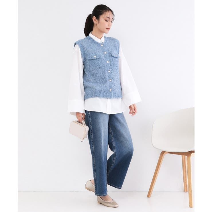 フラッグヤーン変形金ボタンニットベスト【洗濯機OK】 | OPAQUE.CLIP | 詳細画像6 