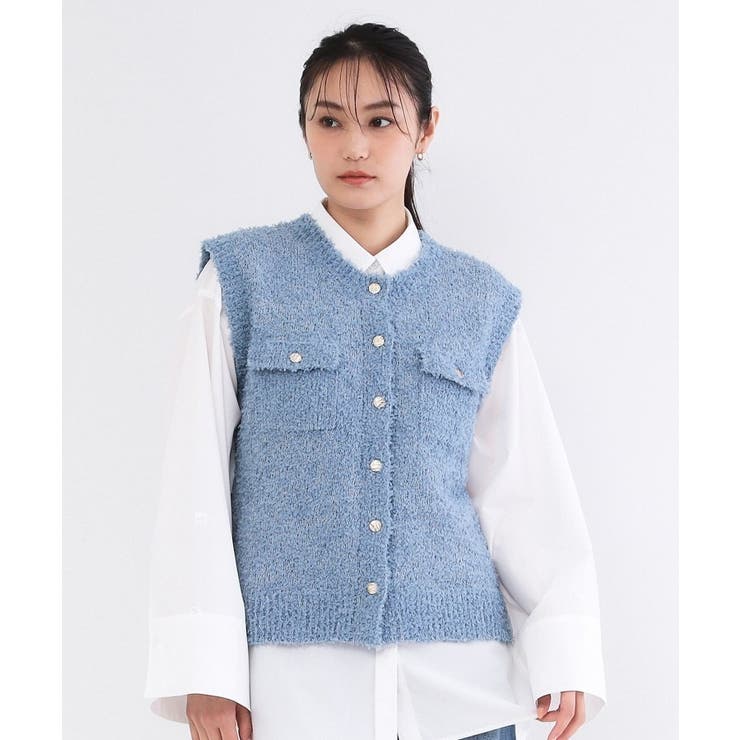 フラッグヤーン変形金ボタンニットベスト【洗濯機OK】 | OPAQUE.CLIP | 詳細画像9 