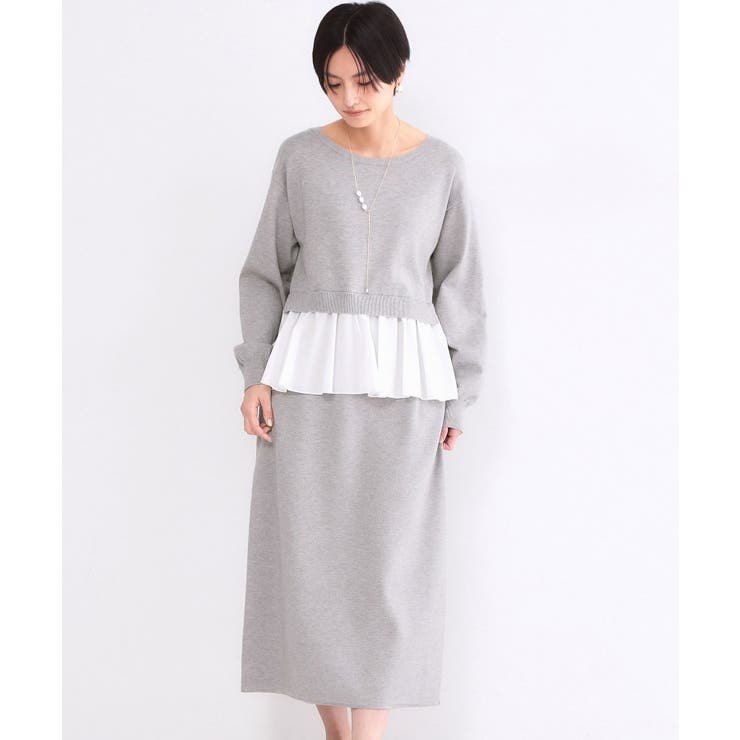 ペプラムドッキングニットワンピース【洗濯機OK】 | OPAQUE.CLIP | 詳細画像1 