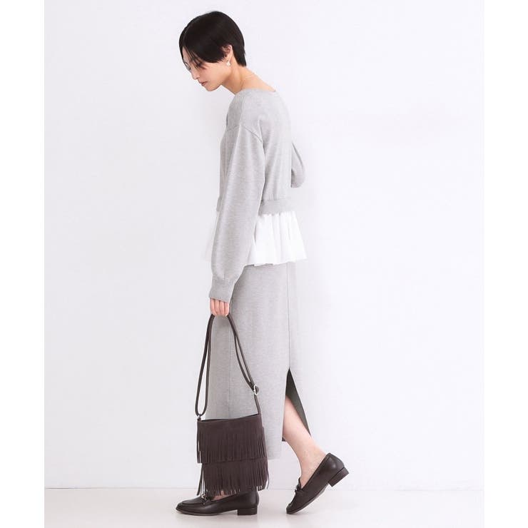 ペプラムドッキングニットワンピース【洗濯機OK】 | OPAQUE.CLIP | 詳細画像2 