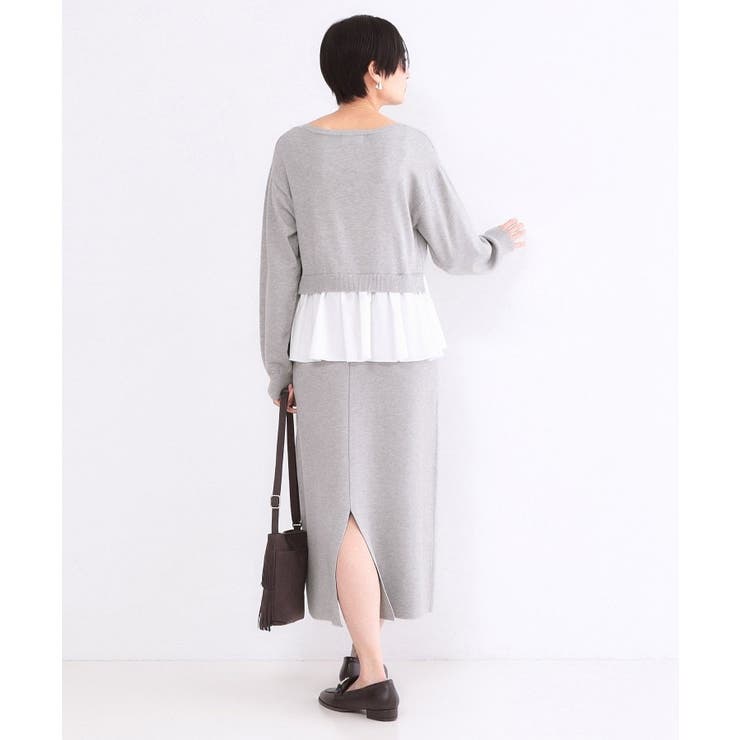 ペプラムドッキングニットワンピース【洗濯機OK】 | OPAQUE.CLIP | 詳細画像3 