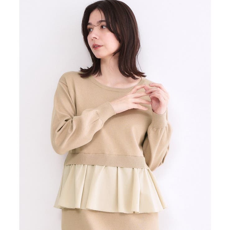 ペプラムドッキングニットワンピース【洗濯機OK】 | OPAQUE.CLIP | 詳細画像5 