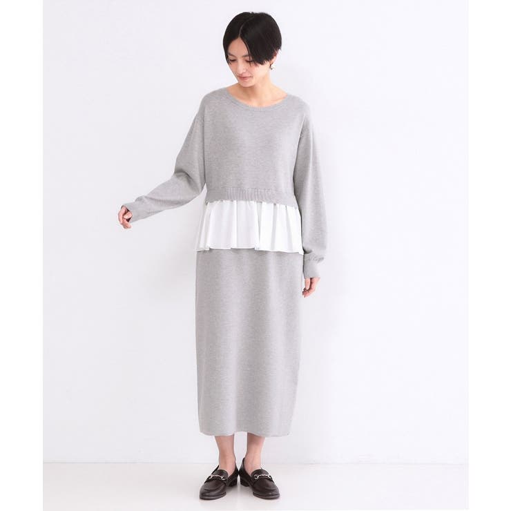 ペプラムドッキングニットワンピース【洗濯機OK】 | OPAQUE.CLIP | 詳細画像9 