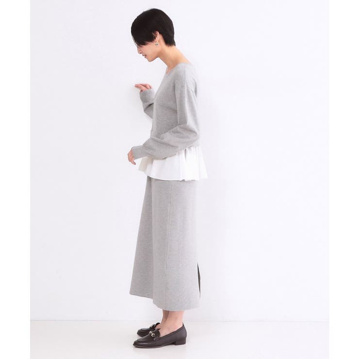 ペプラムドッキングニットワンピース【洗濯機OK】 | OPAQUE.CLIP | 詳細画像10 