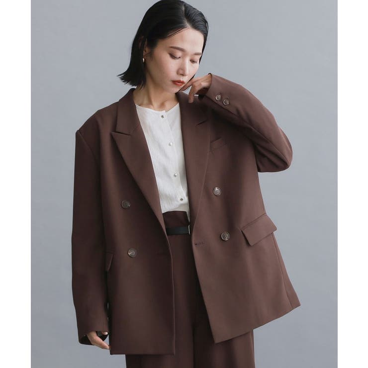 ブラウン(044) | 【es】ダブルブレストテーラードジャケット/セットアップ対応可【洗える】 | OPAQUE.CLIP