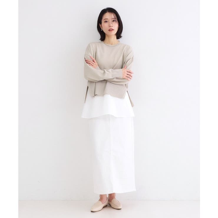 《ツインセット》ワイドニット×裾フレアタンクトップ【洗濯機OK】 | OPAQUE.CLIP | 詳細画像7 