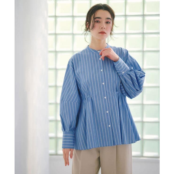 ストライプペプラムデザインブラウス【洗濯機OK】 | OPAQUE.CLIP | 詳細画像7 