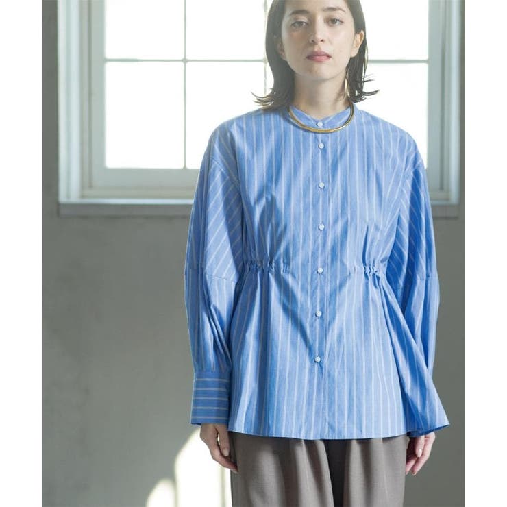 ストライプペプラムデザインブラウス【洗濯機OK】 | OPAQUE.CLIP | 詳細画像8 