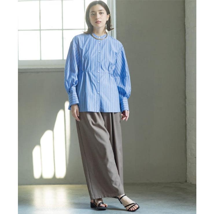 ストライプペプラムデザインブラウス【洗濯機OK】 | OPAQUE.CLIP | 詳細画像12 