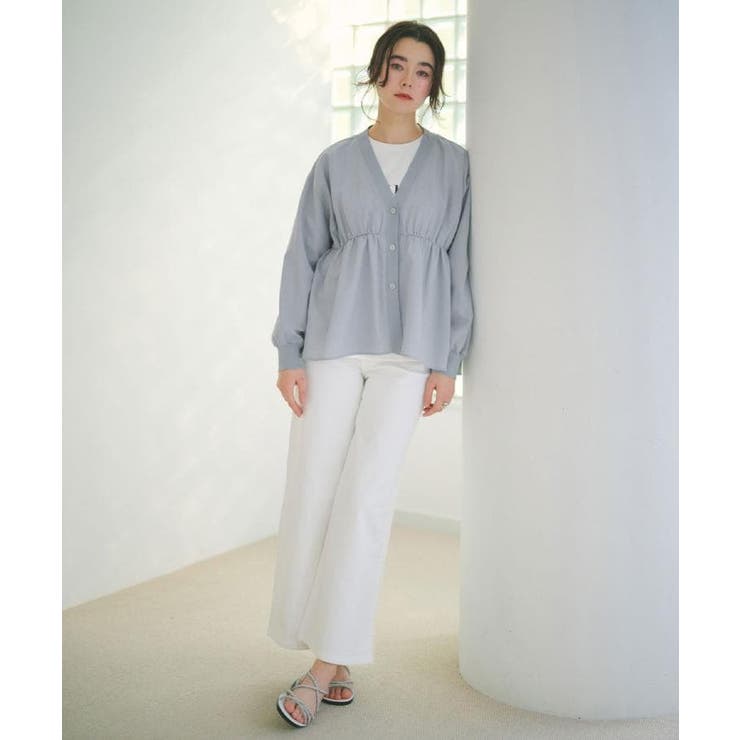 ブラウス風Vネックカーディガン【洗濯機OK】 | OPAQUE.CLIP | 詳細画像3 