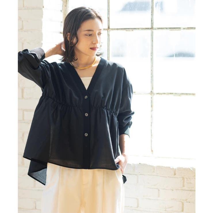 ブラウス風Vネックカーディガン【洗濯機OK】 | OPAQUE.CLIP | 詳細画像4 