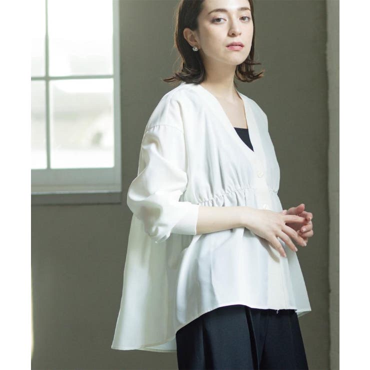 ブラウス風Vネックカーディガン【洗濯機OK】 | OPAQUE.CLIP | 詳細画像13 