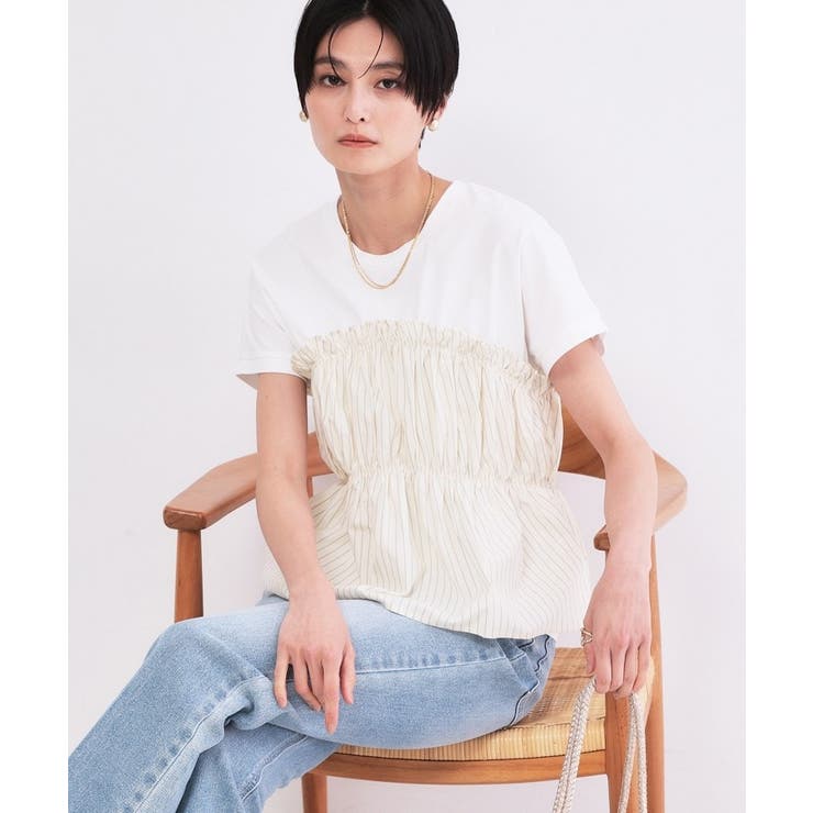 アイボリー(504) | ビスチェドッキングTシャツ【洗濯機OK】 | OPAQUE.CLIP