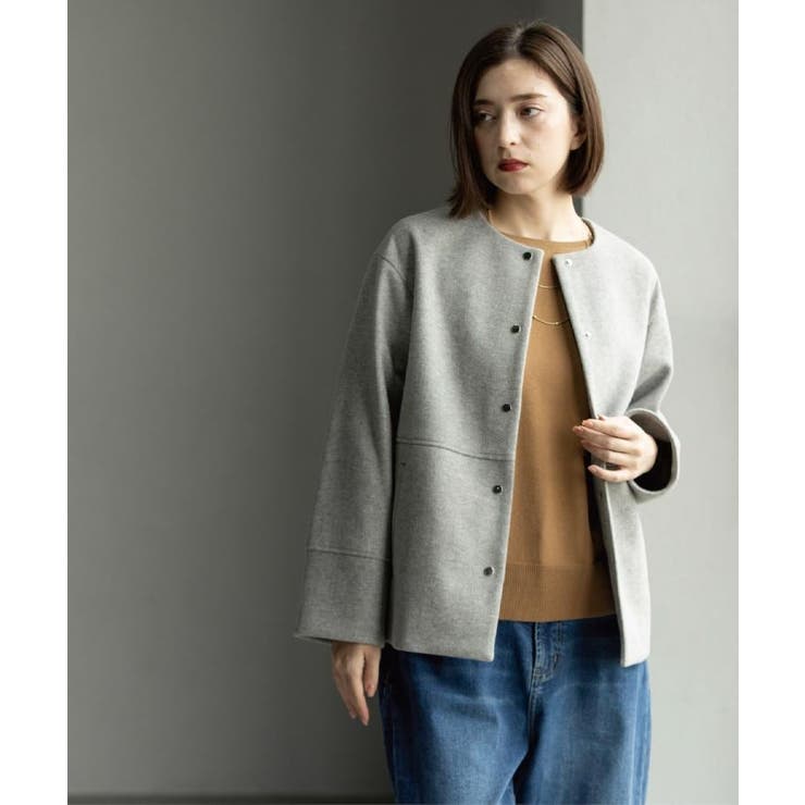 ウールライクメルトンノーカラーコート【洗濯機洗い可】 | OPAQUE.CLIP | 詳細画像5 