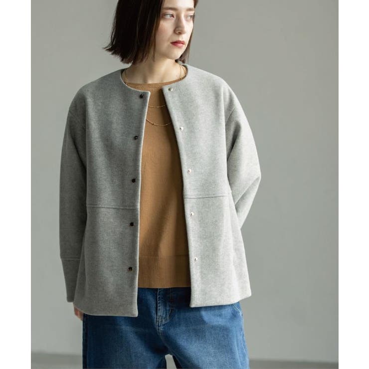ウールライクメルトンノーカラーコート【洗濯機洗い可】 | OPAQUE.CLIP | 詳細画像7 