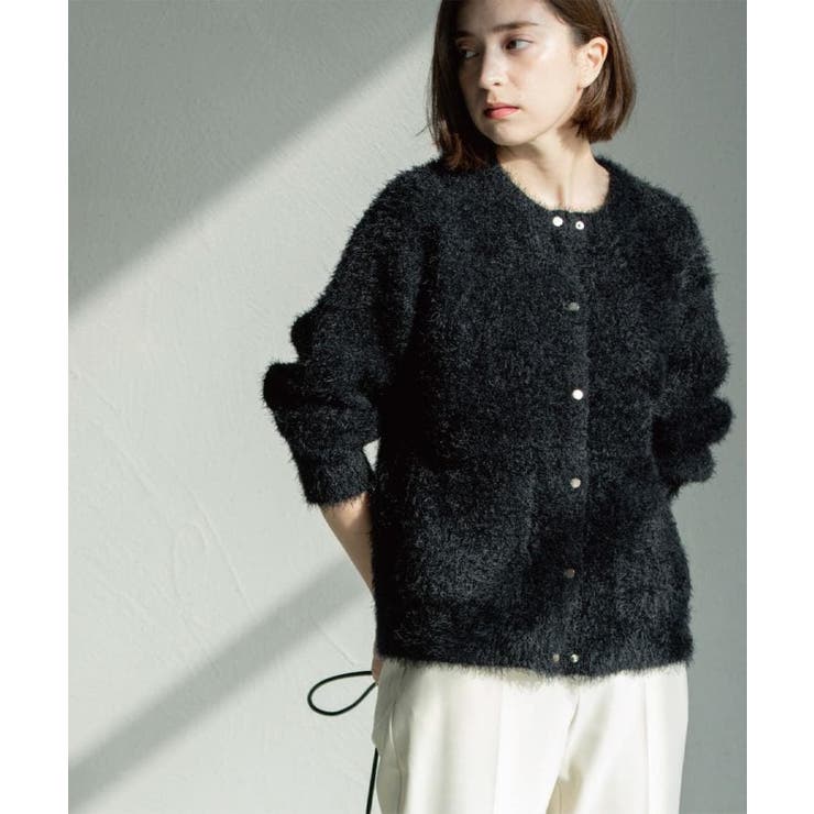 ブラック(019) | シャギーミドルカーディガン【洗濯機OK】《6col》 | OPAQUE.CLIP