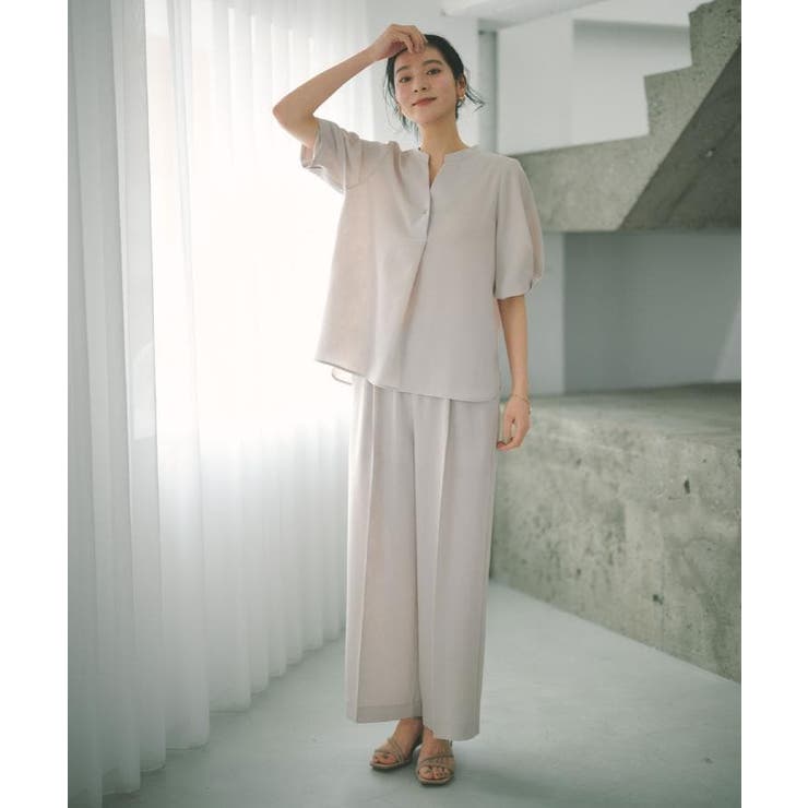 美脚イージーワイドパンツ【洗濯機OK 防シワ加工 ストレッチ】《SS～LL | OPAQUE.CLIP | 詳細画像2 