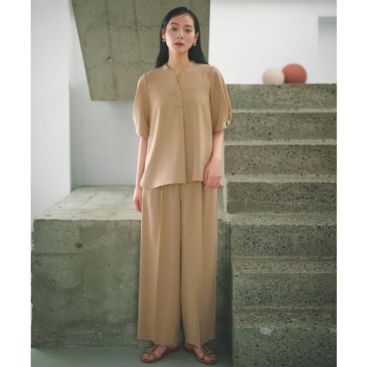 美脚イージーワイドパンツ【洗濯機OK 防シワ加工 ストレッチ】《SS～LL | OPAQUE.CLIP | 詳細画像3 