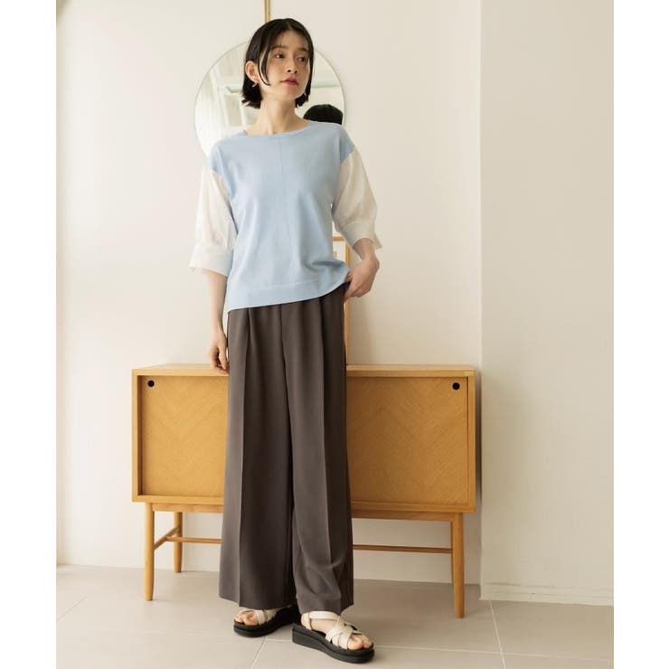 美脚イージーワイドパンツ【洗濯機OK 防シワ加工 ストレッチ】《SS～LL | OPAQUE.CLIP | 詳細画像7 