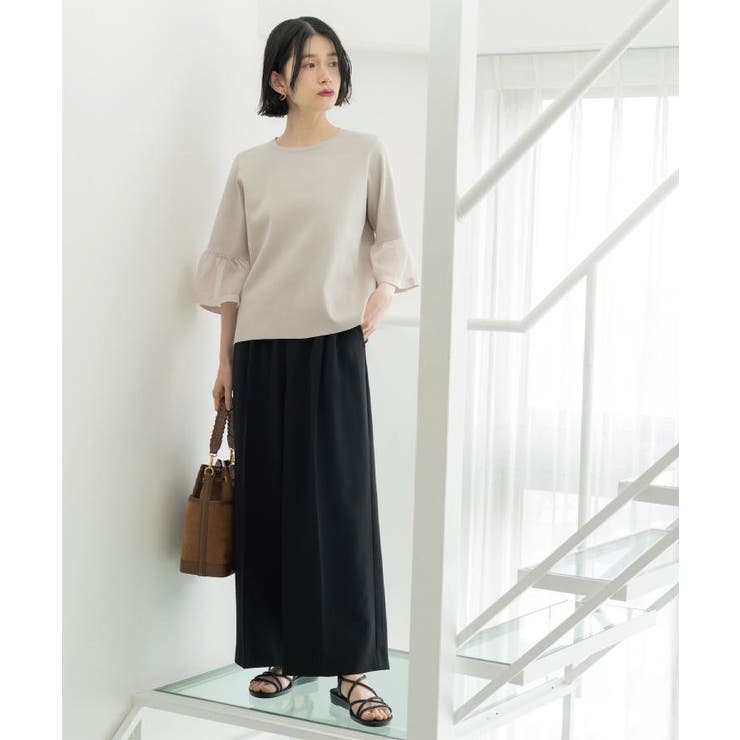 美脚イージーワイドパンツ【洗濯機OK 防シワ加工 ストレッチ】《SS～LL | OPAQUE.CLIP | 詳細画像12 