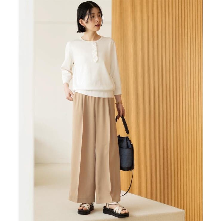 美脚イージーワイドパンツ【洗濯機OK 防シワ加工 ストレッチ】《SS～LL | OPAQUE.CLIP | 詳細画像27 