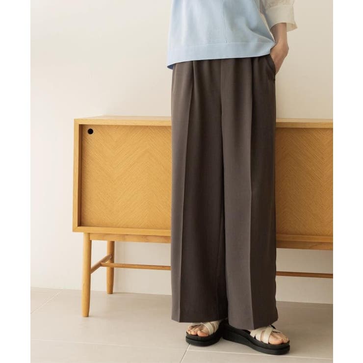 チャコールグレー(014) | 美脚イージーワイドパンツ【洗濯機OK 防シワ加工 ストレッチ】《SS～LL | OPAQUE.CLIP
