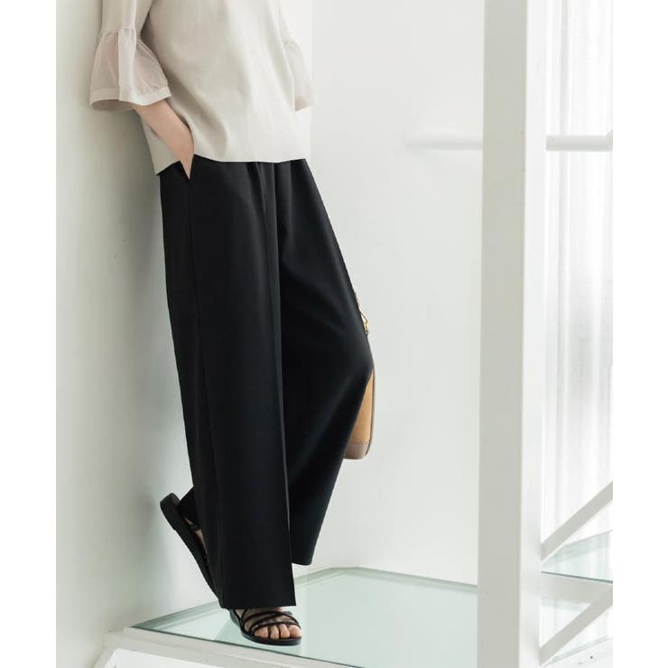 ブラック(019) | 美脚イージーワイドパンツ【洗濯機OK 防シワ加工 ストレッチ】《SS～LL | OPAQUE.CLIP