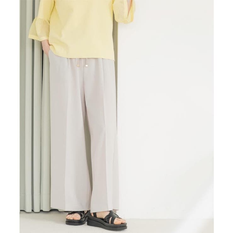 ライトベージュ(051) | 美脚イージーワイドパンツ【洗濯機OK 防シワ加工 ストレッチ】《SS～LL | OPAQUE.CLIP