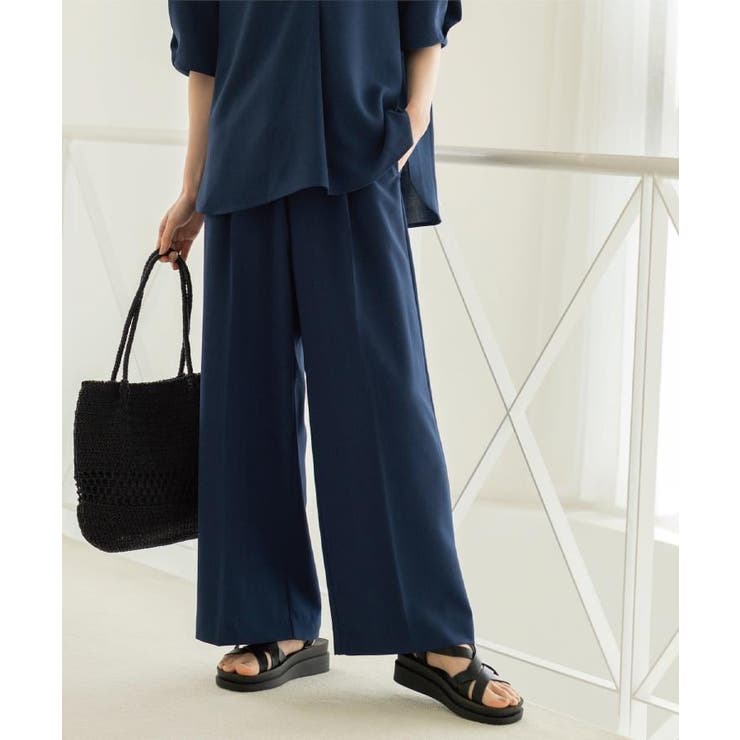 ネイビー(094) | 美脚イージーワイドパンツ【洗濯機OK 防シワ加工 ストレッチ】《SS～LL | OPAQUE.CLIP