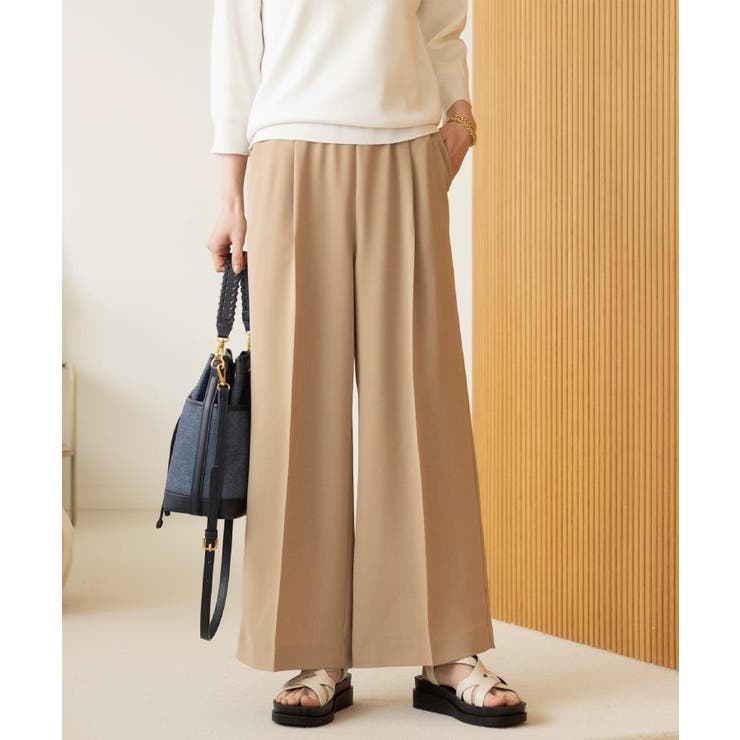 キャメルブラウン(841) | 美脚イージーワイドパンツ【洗濯機OK 防シワ加工 ストレッチ】《SS～LL | OPAQUE.CLIP