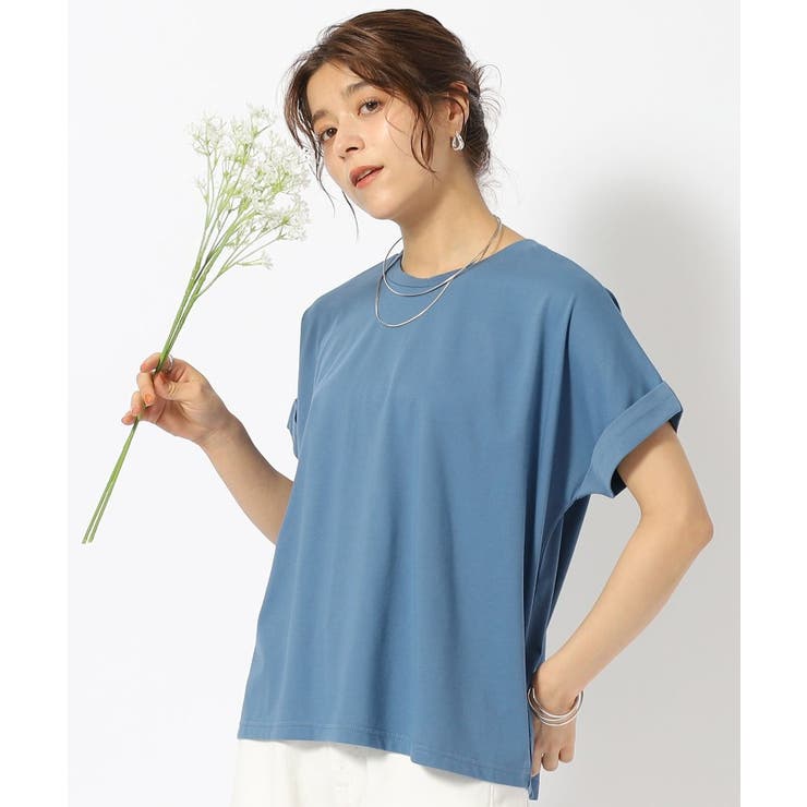 ブルー(092) | 【洗える/UV】お袖ロールアップゆるTシャツ | SHOO・LA・RUE