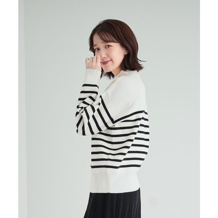 DRAWER ドゥロワー ブロックニット セーター カシミヤ ホワイト ブラック DRAWER ドゥロワー ブロックニット セーター カシミヤ ホワイト