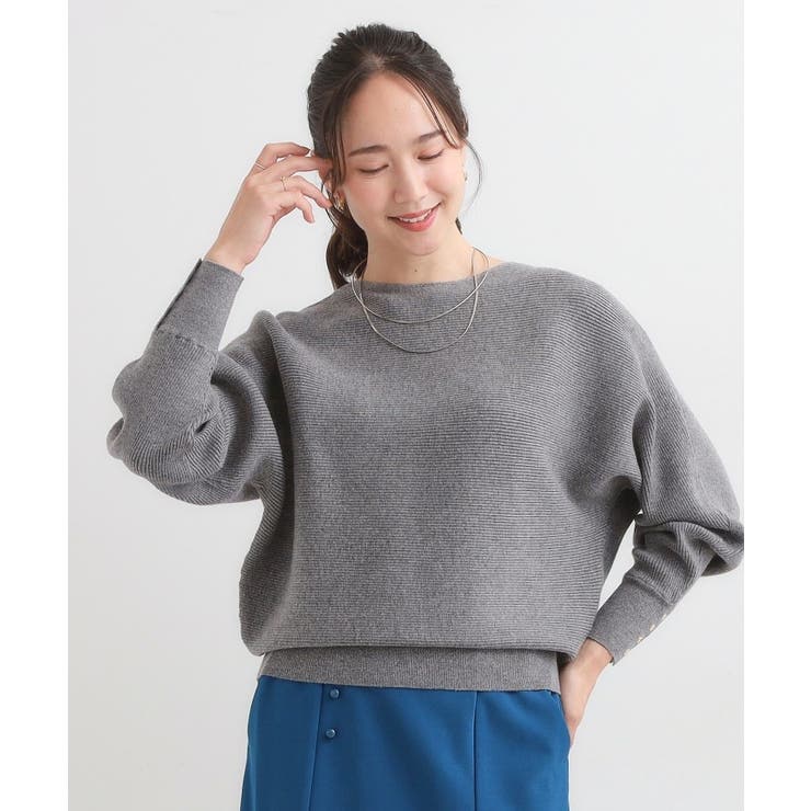 【洗濯機可/体型カバー】お袖ボタン リブドルマンニット | SHOO・LA・RUE | 詳細画像5 