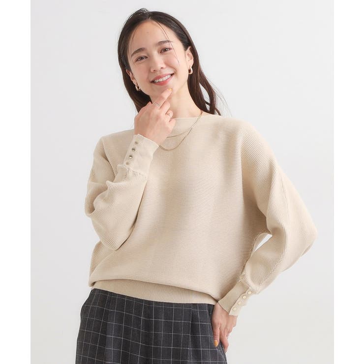 【洗濯機可/体型カバー】お袖ボタン リブドルマンニット | SHOO・LA・RUE | 詳細画像17 