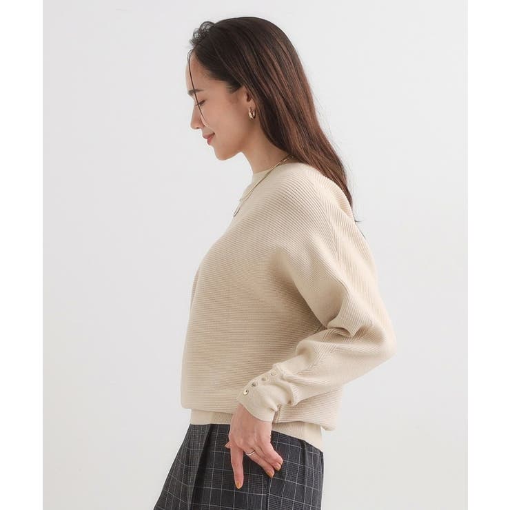 【洗濯機可/体型カバー】お袖ボタン リブドルマンニット | SHOO・LA・RUE | 詳細画像18 