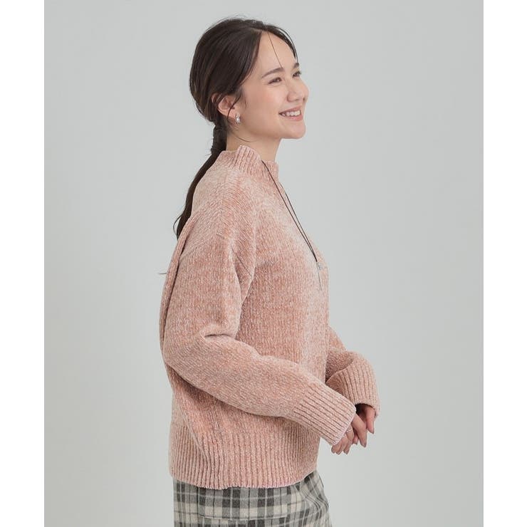 【S-LL】ほんのりラメで女性らしい ベロアモールモックネックニット | SHOO・LA・RUE | 詳細画像10 